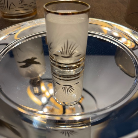 Rare MCM Gold Duck Hunting Decanter Set of 7 KROMEX Server & Wood Tray - Picture 10 of 15